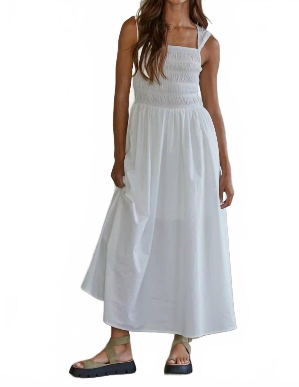 NEW BY TOGETHER square neck smocked dress in white